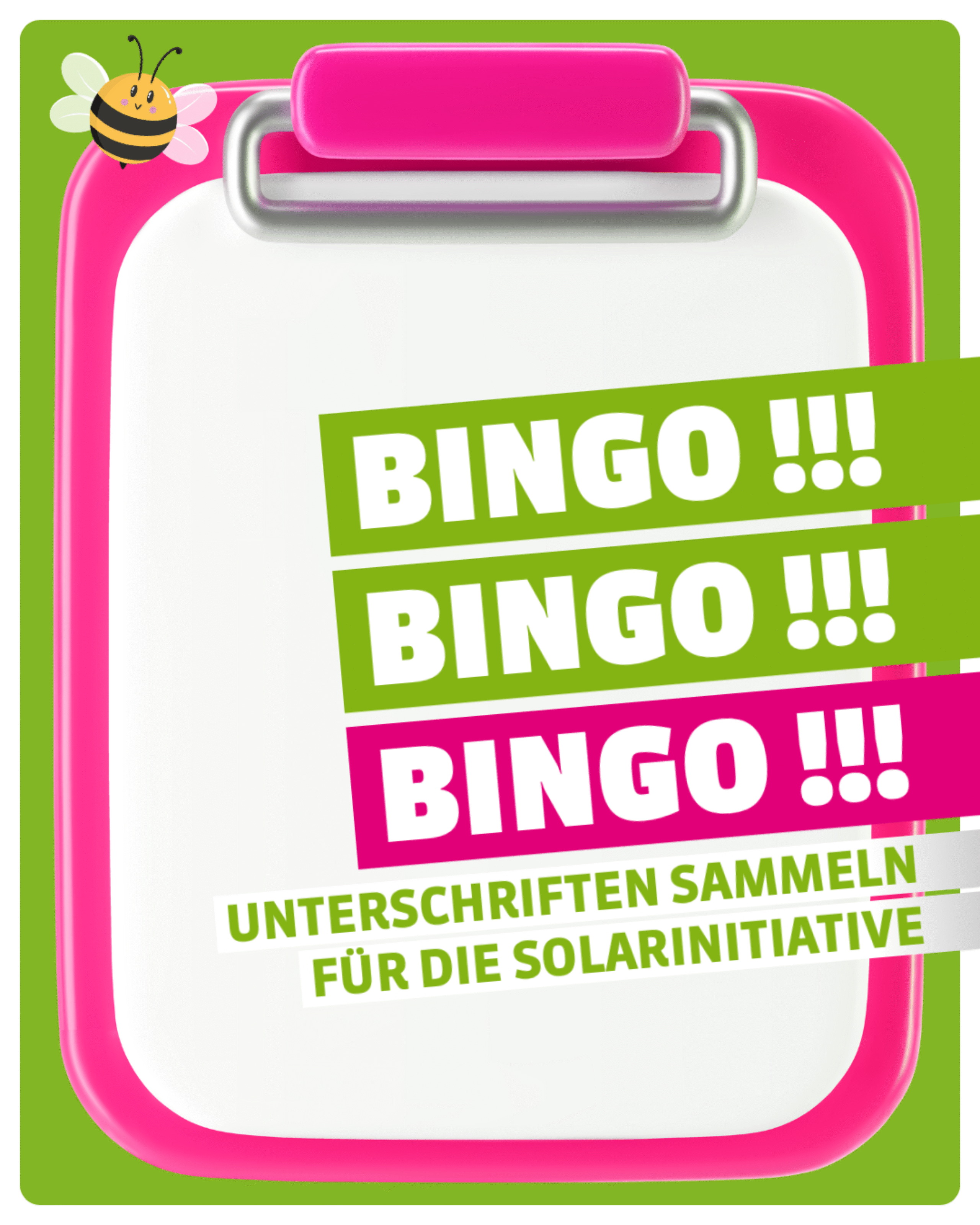 Klemmbrett mit einem Bienchen.